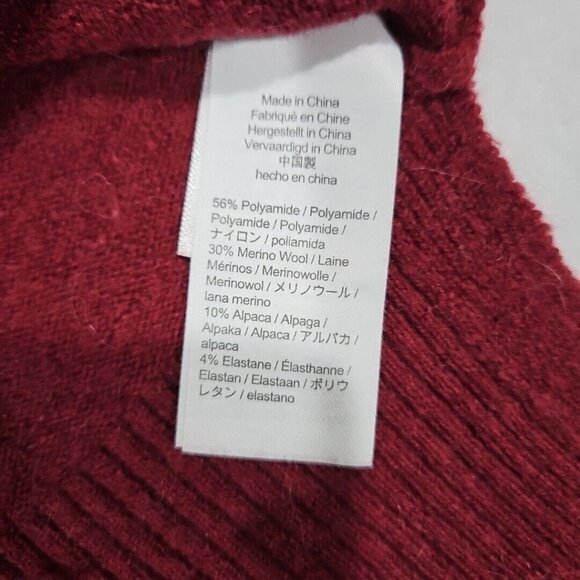 J Crew Womens Turtleneck Sweater Medium Burgendy Alpaca Merino Wool Side Slit - Picture 5 of 11